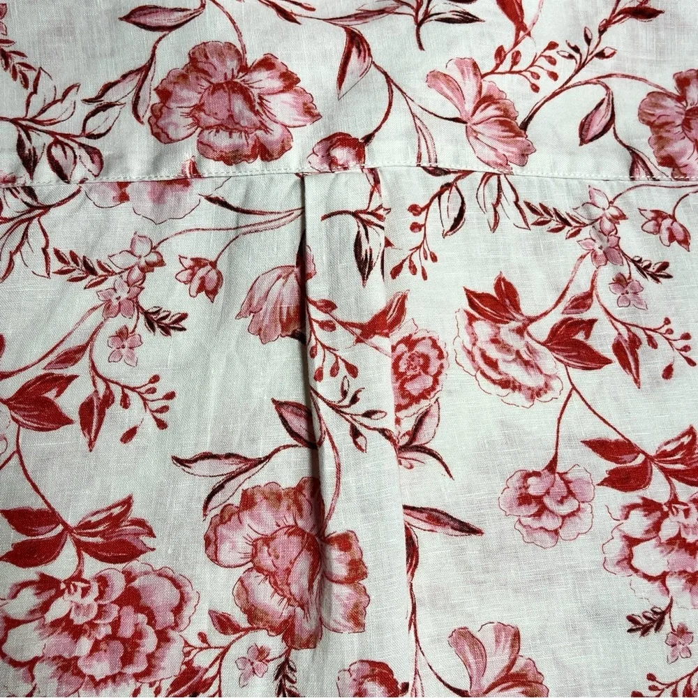 Cynthia Rowley 100% Linen Short Sleeve Floral Top Size M - Picture 7 of 11